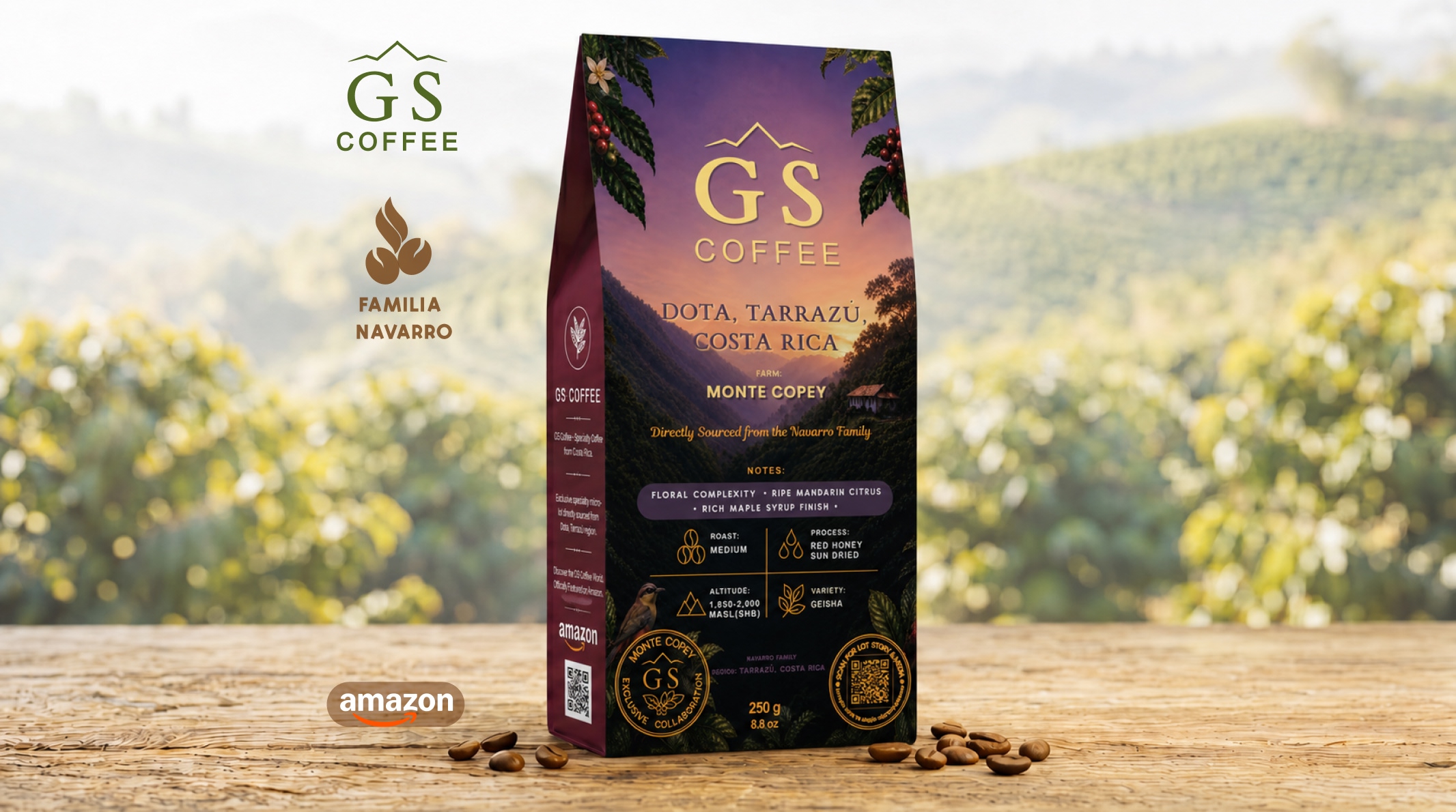 GS COFFEE | Premium Specialty Micro-Lot Costa Rica Tarrazú — Single Origin Monte Copey by Luis Enrique Navarro | Geisha | SCA 88+